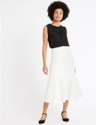 Marks & Spencer Linen Blend Bias Cut A-line Midi Skirt Soft White
