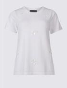 Marks & Spencer Sparkly Round Neck Long Sleeve Jumper Soft White