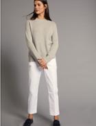 Marks & Spencer Supima Cotton Rich Split Hem Trousers Soft White