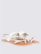 Marks & Spencer Leather Plait Strap Sandals White