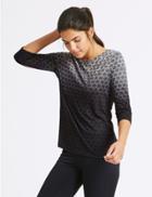 Marks & Spencer Printed Burnout &frac34; Sleeve Top Black Mix