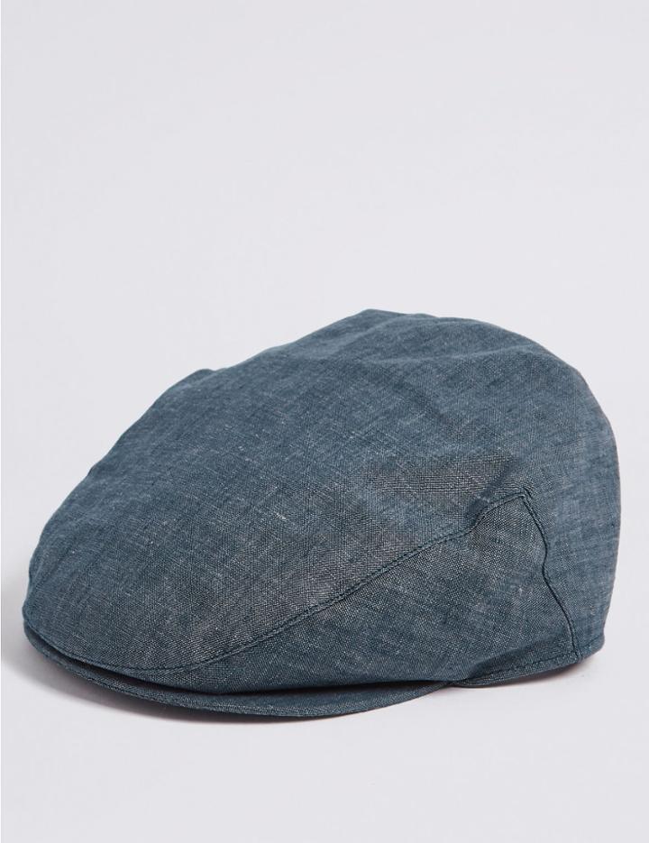 Marks & Spencer Pure Linen Flat Cap Navy