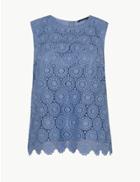 Marks & Spencer Lace Shell Top Blue