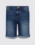 Marks & Spencer Mid Rise Denim Shorts Medium Indigo