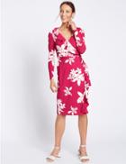 Marks & Spencer Floral Print Wrap Tie Front Shift Dress Pink Mix