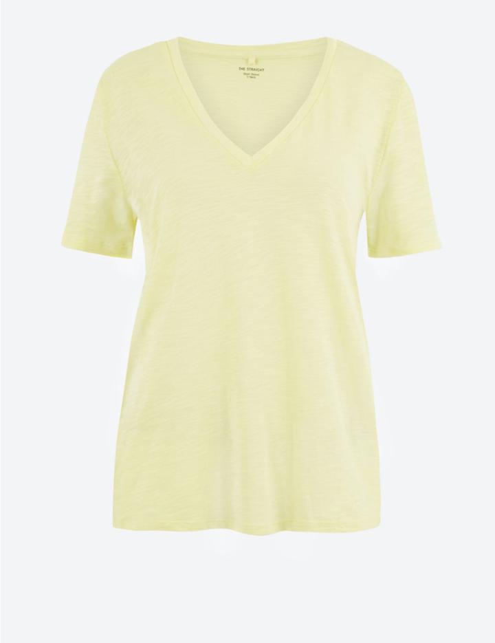 Marks & Spencer Cotton Rich Straight Fit Slub T-shirt Yellow