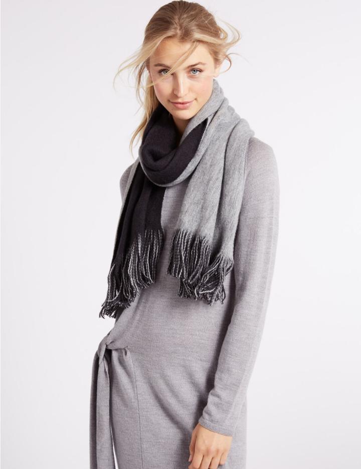 Marks & Spencer Double Brushed Scarf Black Mix