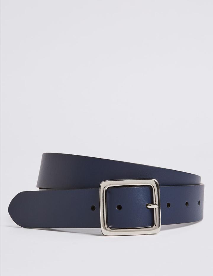 Marks & Spencer Leather Jeans Hip Belt Navy