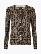 Marks & Spencer Pure Cashmere Animal Print Cardigan Brown Mix