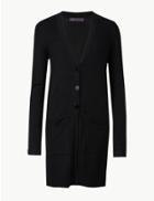 Marks & Spencer Jersey Relaxed Fit Longline Cardigan Black