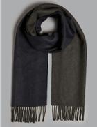 Marks & Spencer Pure Cashmere Reversible Scarf Grey Mix