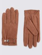 Marks & Spencer Leather Press Stud Gloves With Thermowarmth&trade; Tan