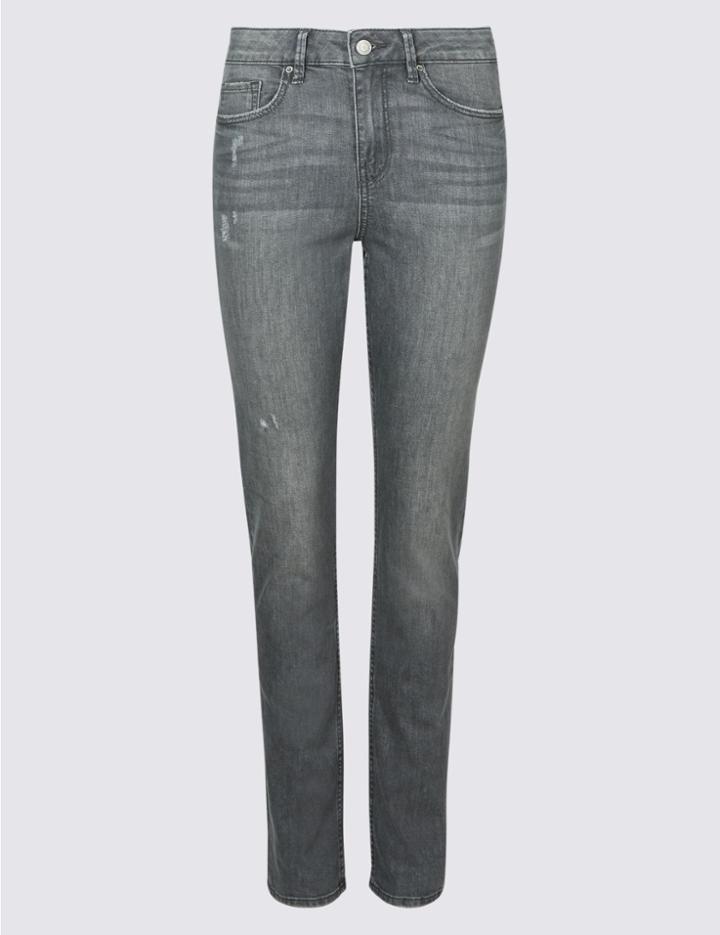 Marks & Spencer Mid Rise Slim Leg Jeans Grey Mix