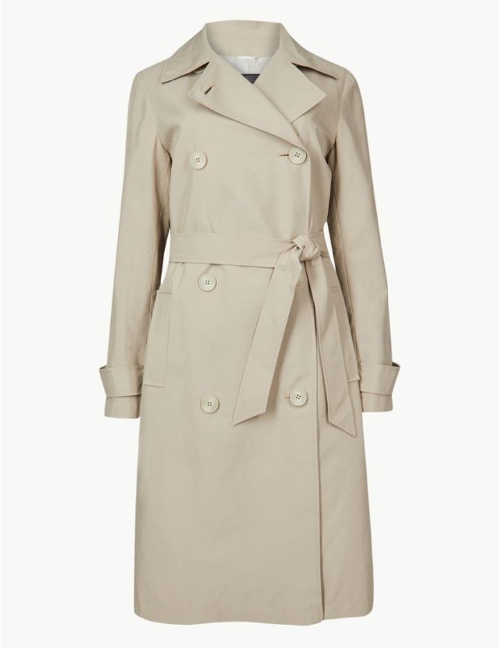 Marks & Spencer Double Breasted Trench Coat Dark Stone