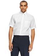 Marks & Spencer Pure Cotton Short Sleeve Non-iron Shirt White