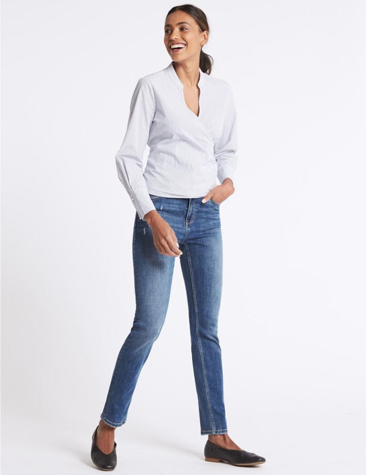Marks & Spencer Low Rise Slim Jeans Medium Blue Mix