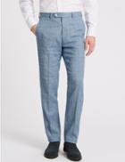 Marks & Spencer Linen Miracle Slim Fit Textured Trousers Blue