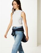 Marks & Spencer Funnel Neck Ribbed Cropped Tank Top Cream