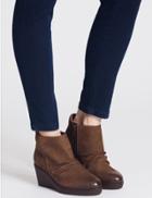 Marks & Spencer Leather Wedge Heel Side Zip Ankle Boots Mink