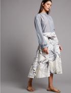 Marks & Spencer Pure Cotton Printed Asymmetrical Midi Skirt Ivory Mix