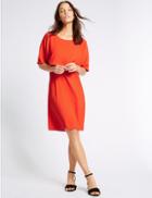 Marks & Spencer Double Layer Tie Back Shift Dress Bright Orange