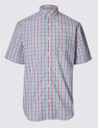 Marks & Spencer Pure Cotton Gingham Shirt With Pocket Turquoise Mix