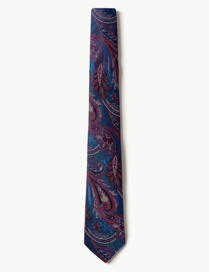 Marks & Spencer Pure Silk Paisley Tie Cobalt