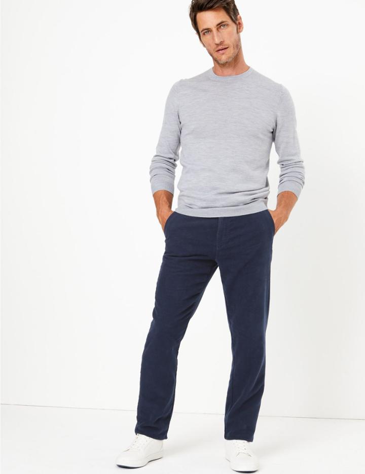 Marks & Spencer Pure Cotton Moleskin Chinos French Navy