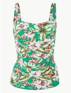 Marks & Spencer Floral Print Bandeau Tankini Top Green Mix