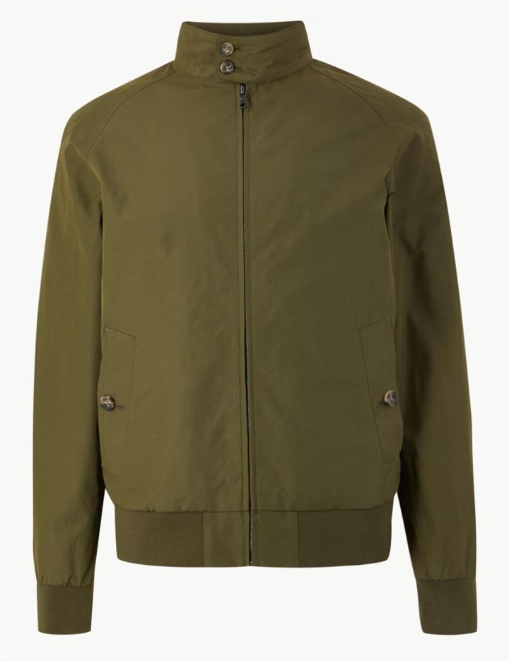 Marks & Spencer Cotton Blend Harrington Jacket Olive