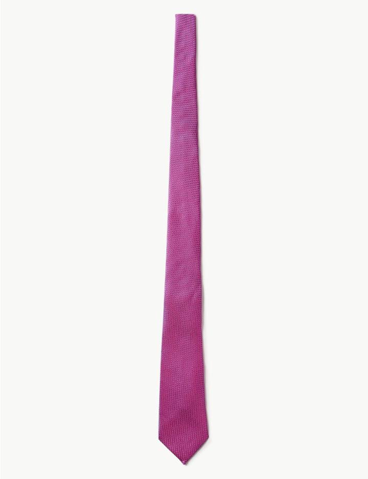 Marks & Spencer Pure Silk Textured Tie Fuchsia