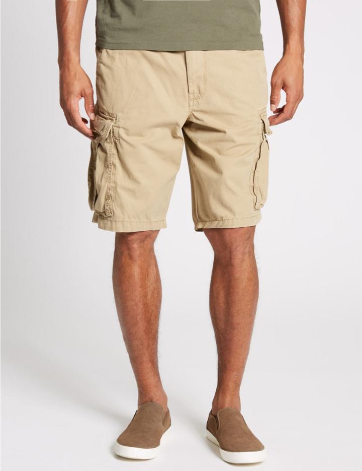 Marks & Spencer Pure Cotton Authentic Cargo Shorts Dark Stone