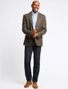 Marks & Spencer Pure Wool Brown Checked Regular Fit Jacket Brown