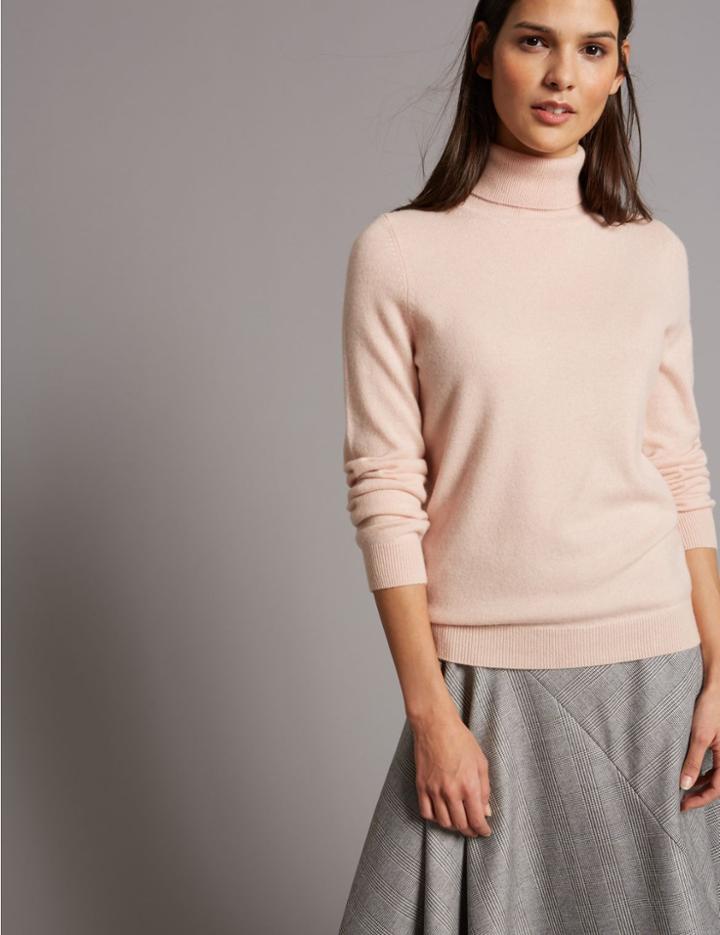 Marks & Spencer Pure Cashmere Polo Neck Jumper Blush