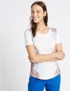 Marks & Spencer Pure Cotton Printed Short Sleeve T-shirt White Mix