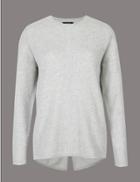 Marks & Spencer Pure Cashmere Round Neck Long Sleeve Jumper Silver Grey