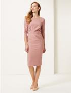 Marks & Spencer 3/4 Sleeve Bodycon Midi Dress Pink