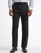 Marks & Spencer Shorter Length Regular Fit Wool Blend Trousers Black
