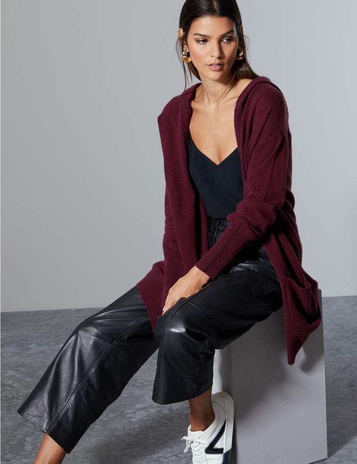 Marks & Spencer Pure Cashmere Hooded Cardigan Plum