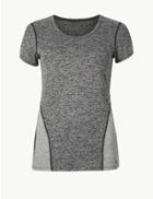 Marks & Spencer Jaspe Quick Dry Short Sleeve Top Grey Mix