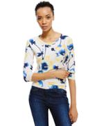 Marks & Spencer Blurred Floral Print Slash Neck Jumper Yellow Mix
