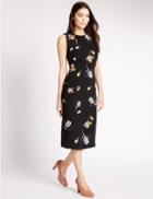 Marks & Spencer Floral Print Sleeveless Bodycon Dress Navy Mix