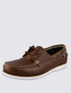 Marks & Spencer Leather Lace-up Boat Shoes With Freshfeet&trade; Brown
