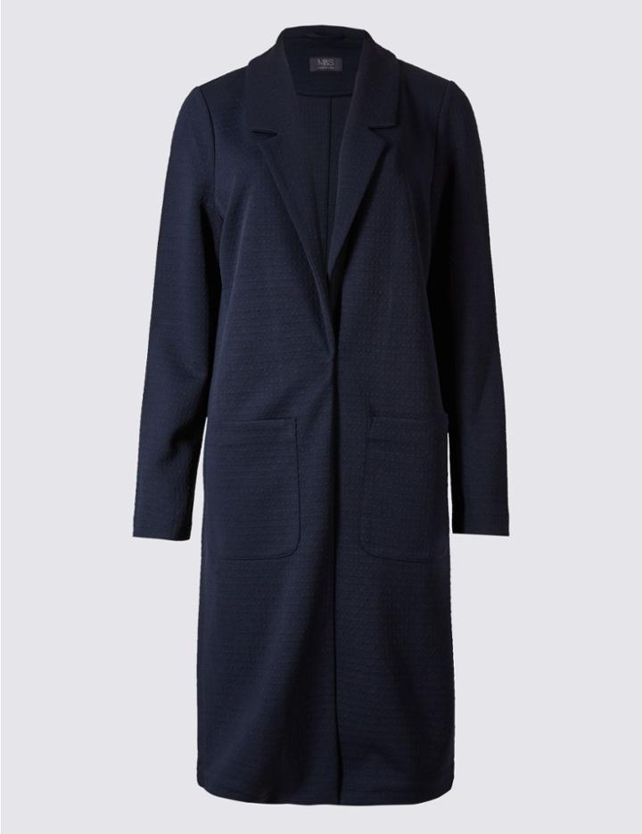 Marks & Spencer Longline Notch Neck Jersey Jacket Navy