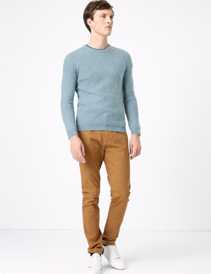 Marks & Spencer Supersoft Crew Neck Jumper Blue