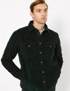 Marks & Spencer Pure Cotton Corduroy Overshirt Dark Green