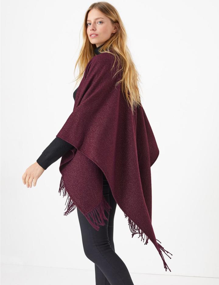 Marks & Spencer Textured Glittery Tassel Wrap Burgundy