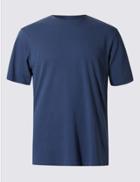 Marks & Spencer Pure Cotton Regular Fit T-shirt With Staynew&trade; Med Blue Denim