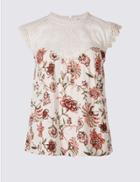 Marks & Spencer Floral Print Cap Sleeve Shell Top Pink Mix