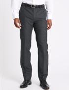 Marks & Spencer Tailored Fit Checked Flat Front Trousers Indigo